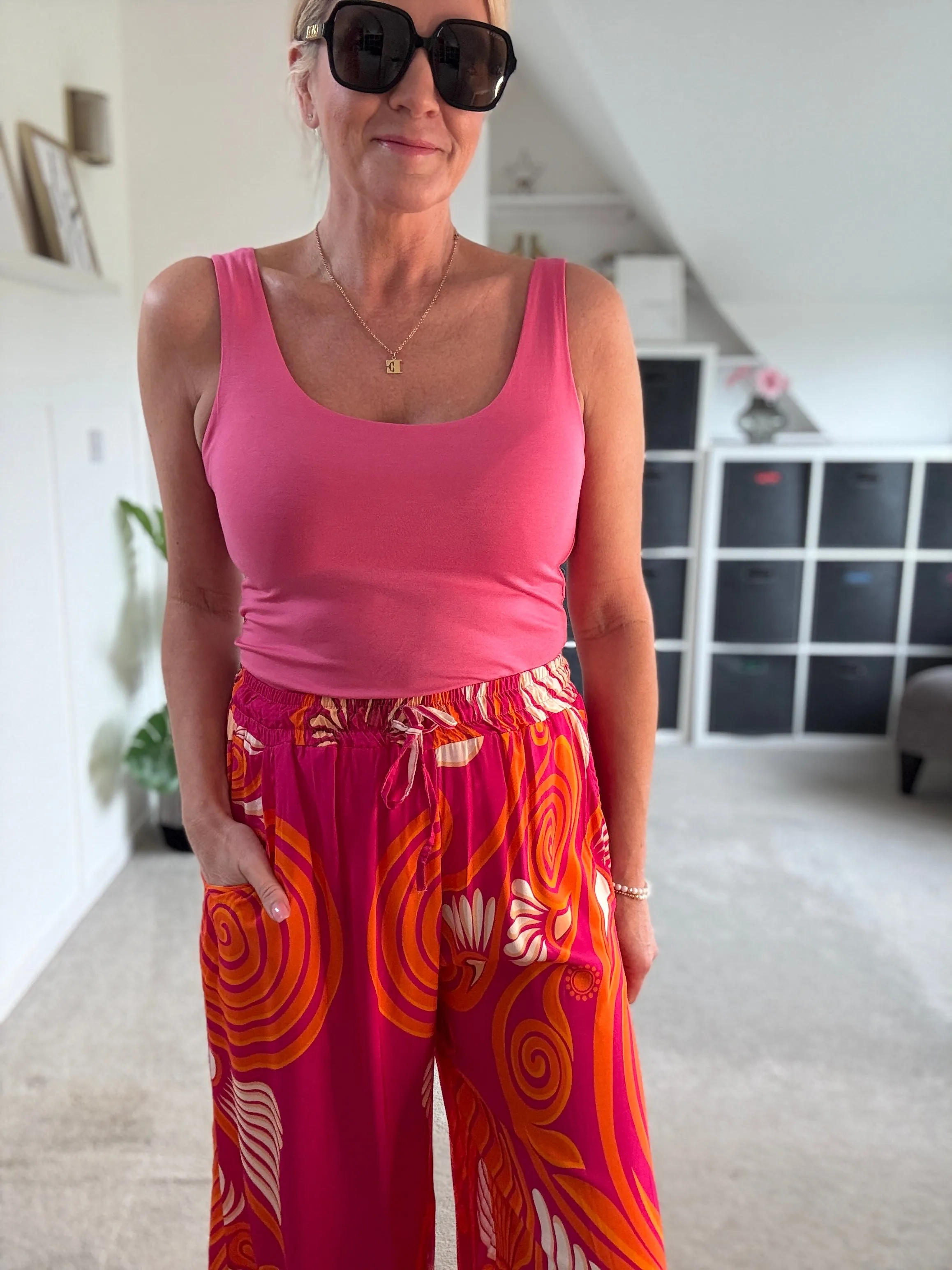 Pink/Orange Swirl Floaty Trousers