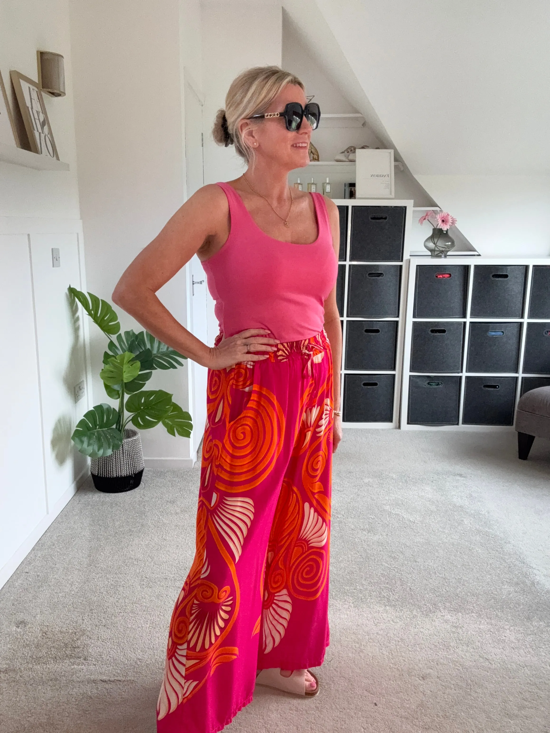 Pink/Orange Swirl Floaty Trousers