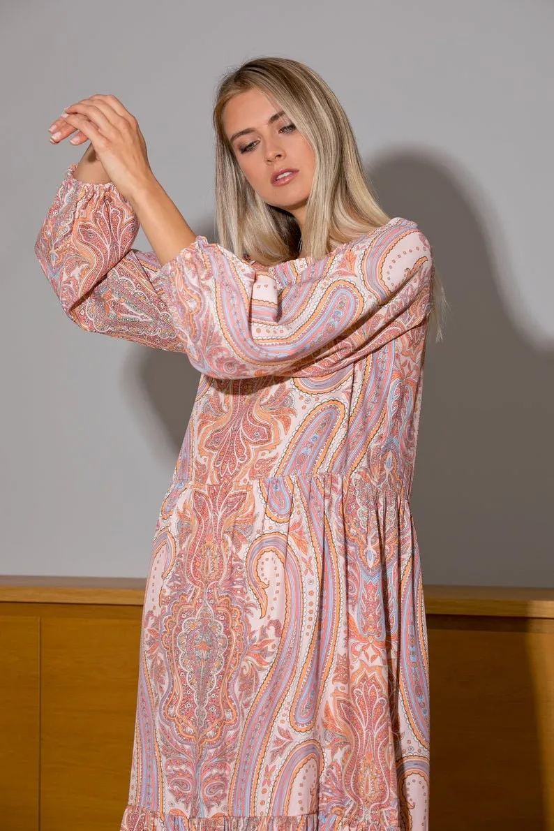 Plus Size Dress, Kaftan Dress, Boho Dress, Plus Size Maxi Dress, Print Dress, Bohemian Clothing, Maternity Dress, Ruffle Dress, Beach Dress