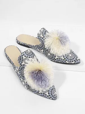Pom Pom Decorated Flats