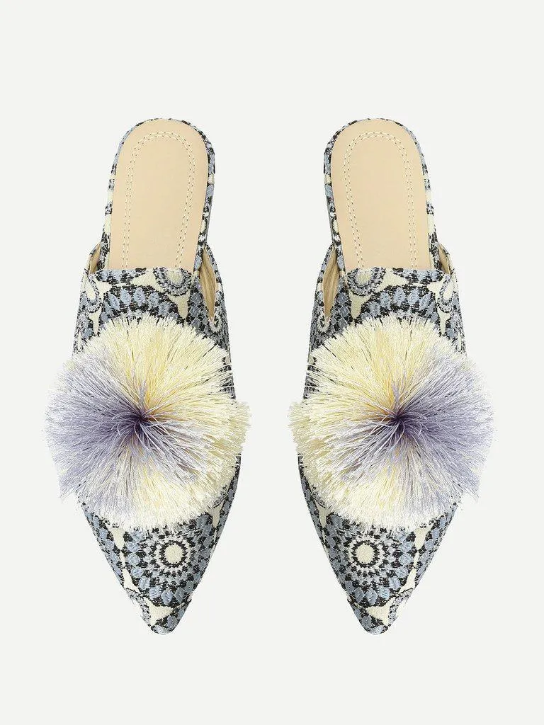Pom Pom Decorated Flats