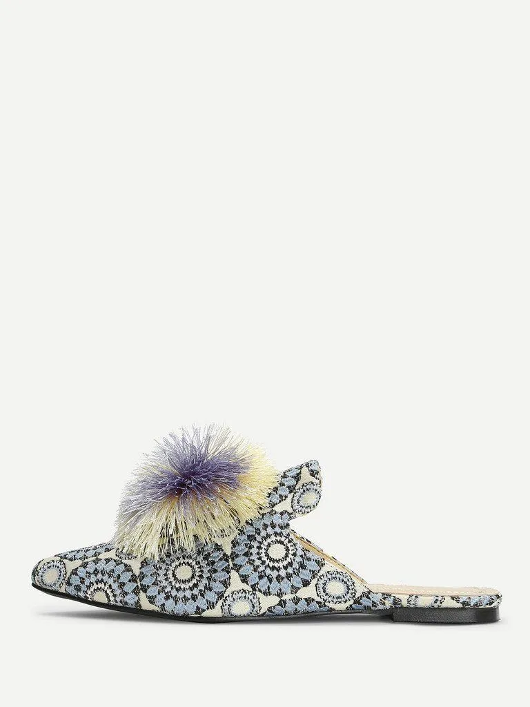 Pom Pom Decorated Flats