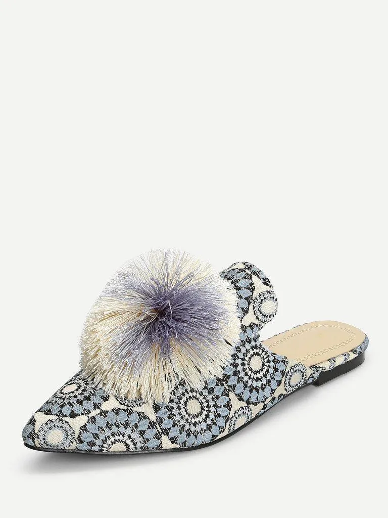Pom Pom Decorated Flats