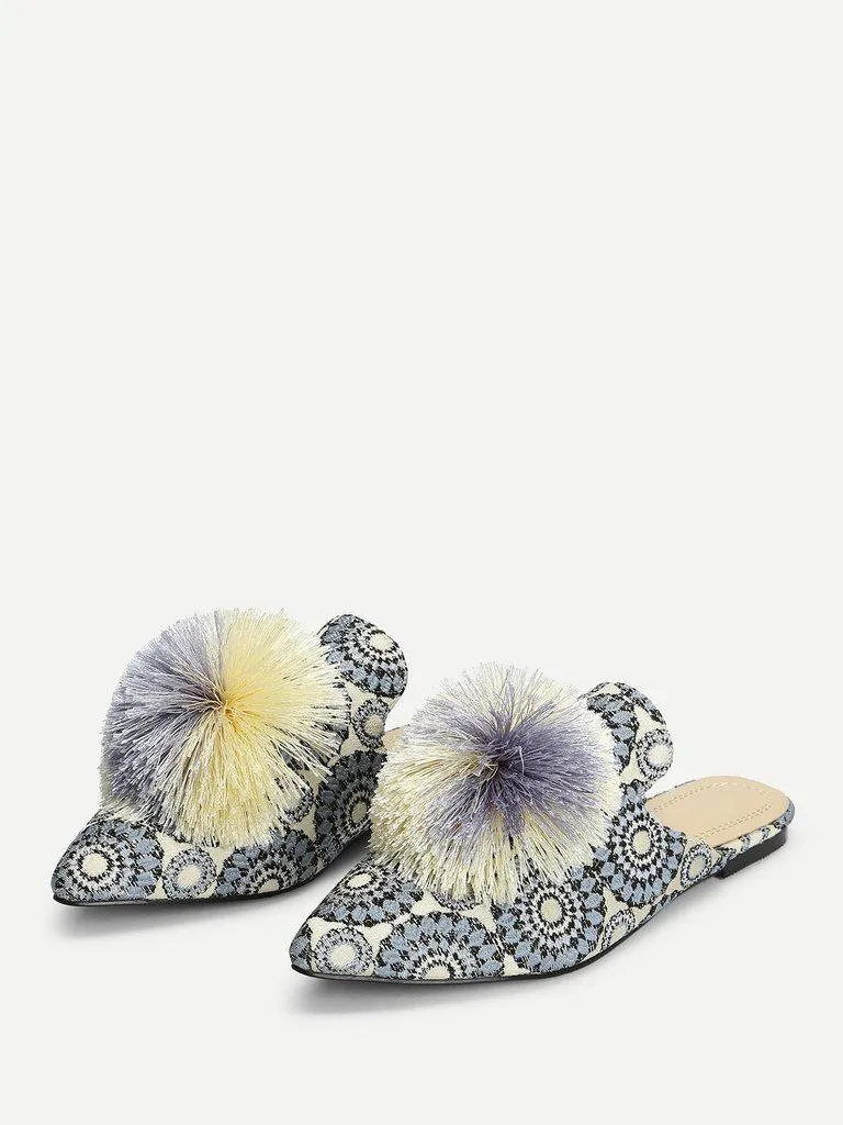 Pom Pom Decorated Flats