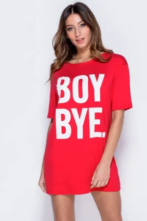 Red Boy Bye Slogan T-shirt - Leela