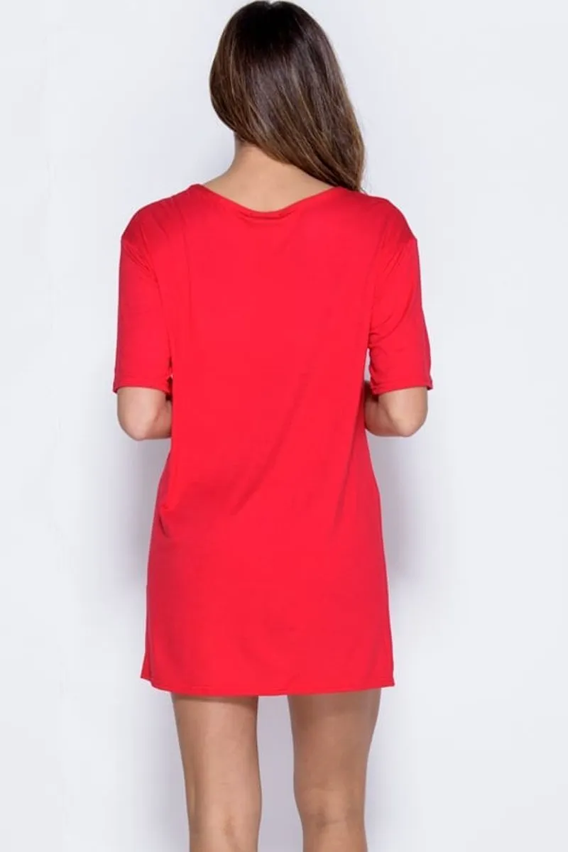 Red Boy Bye Slogan T-shirt - Leela