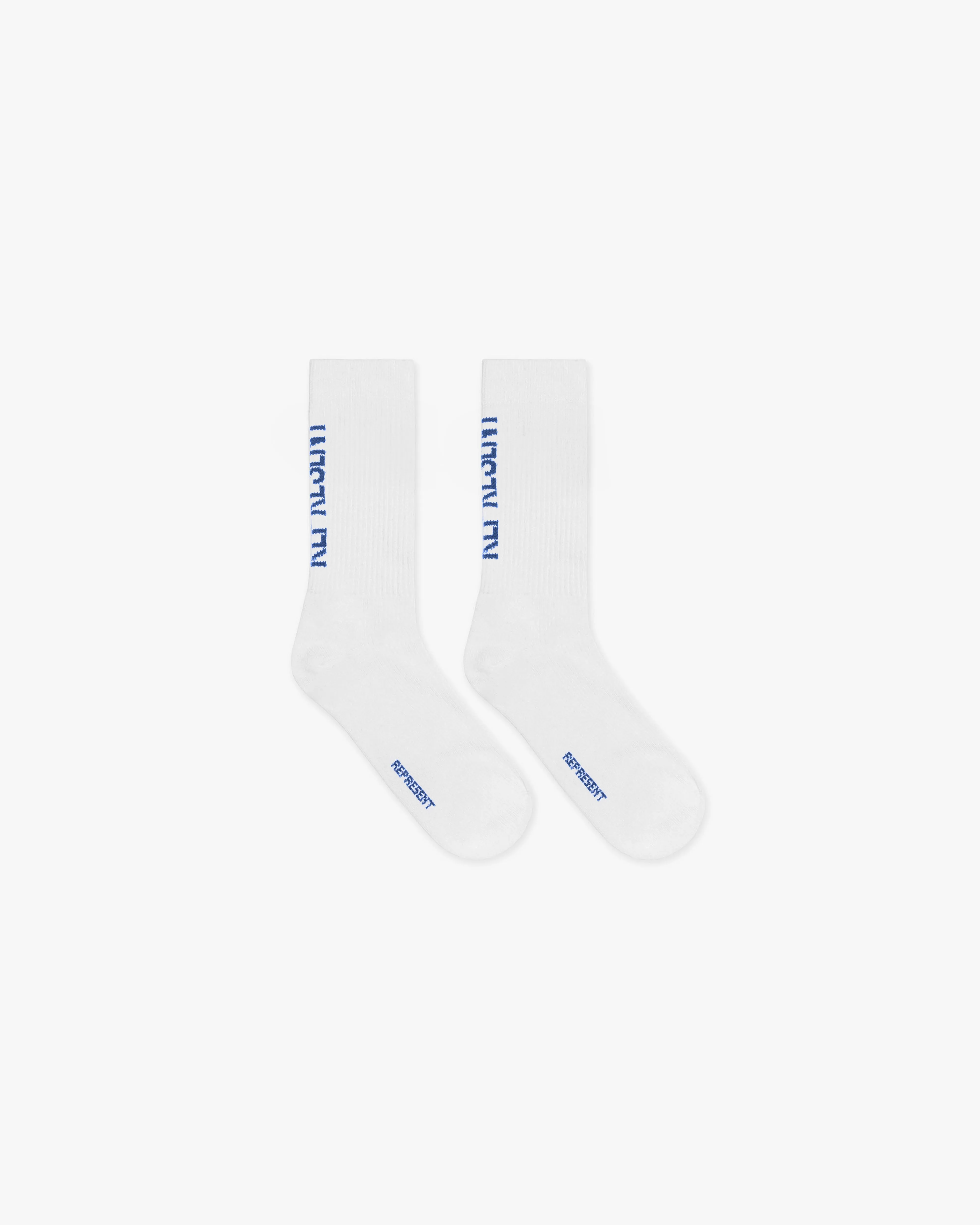 Represent Logo Socks 2 Pack - Flat White Mid Blue