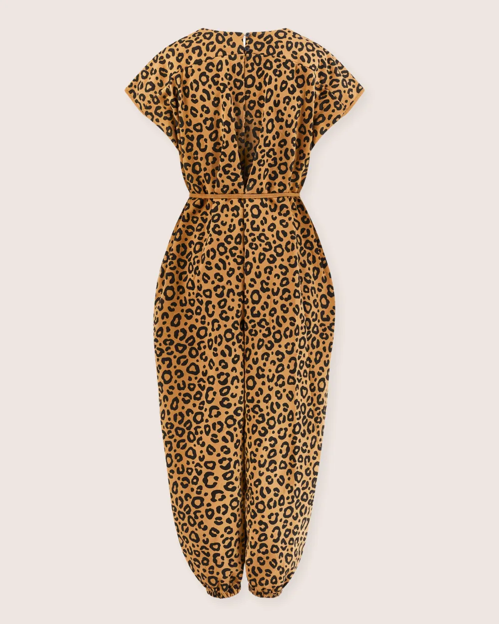 Rita Brown Animal Print Tie Waist Jumpsuit