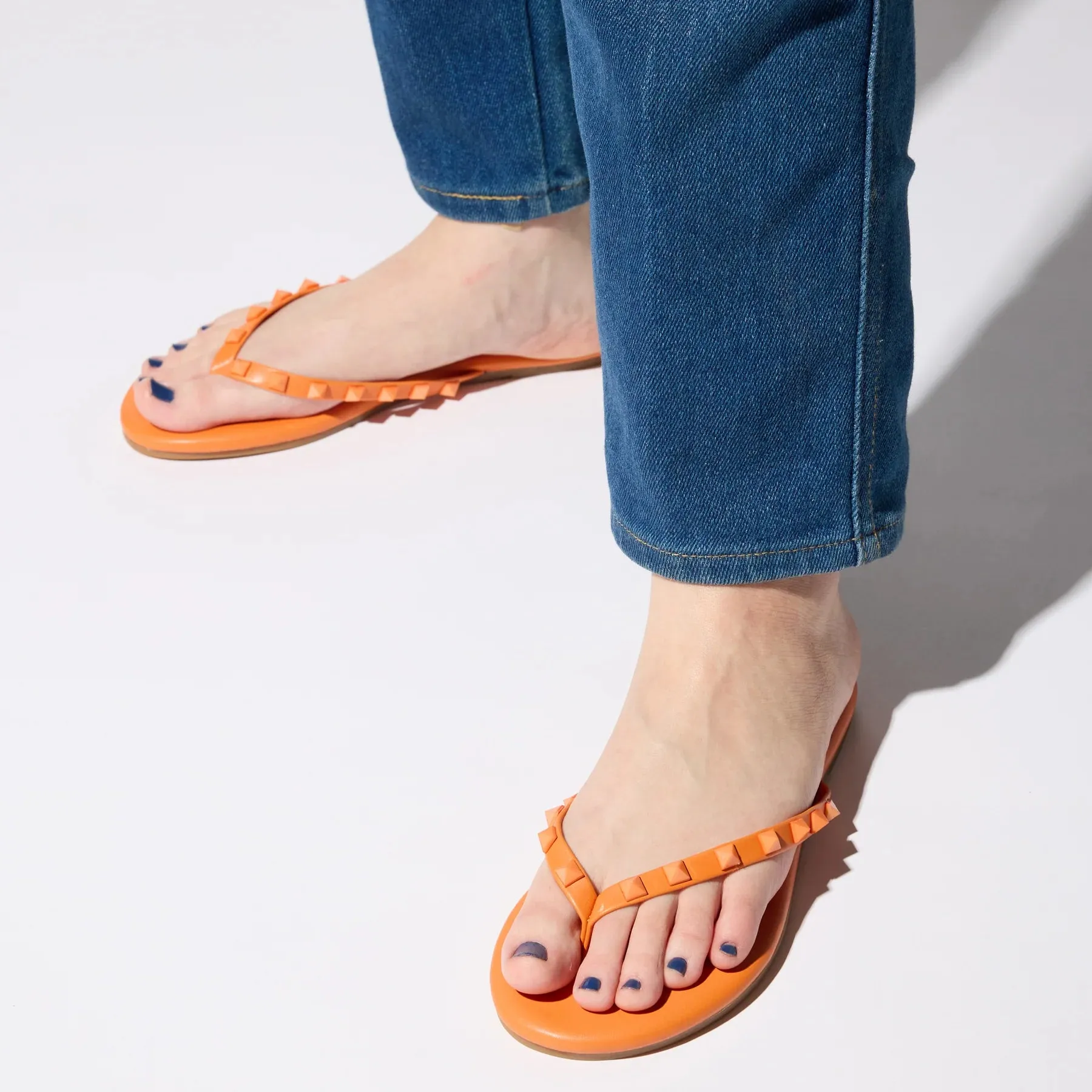 Rivngton Stud Flip Flop in Tangerine