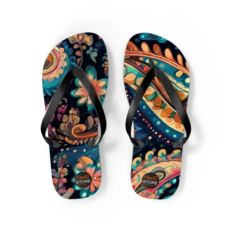 Rock Summer in Pink Paisley Unisex Flip Flops