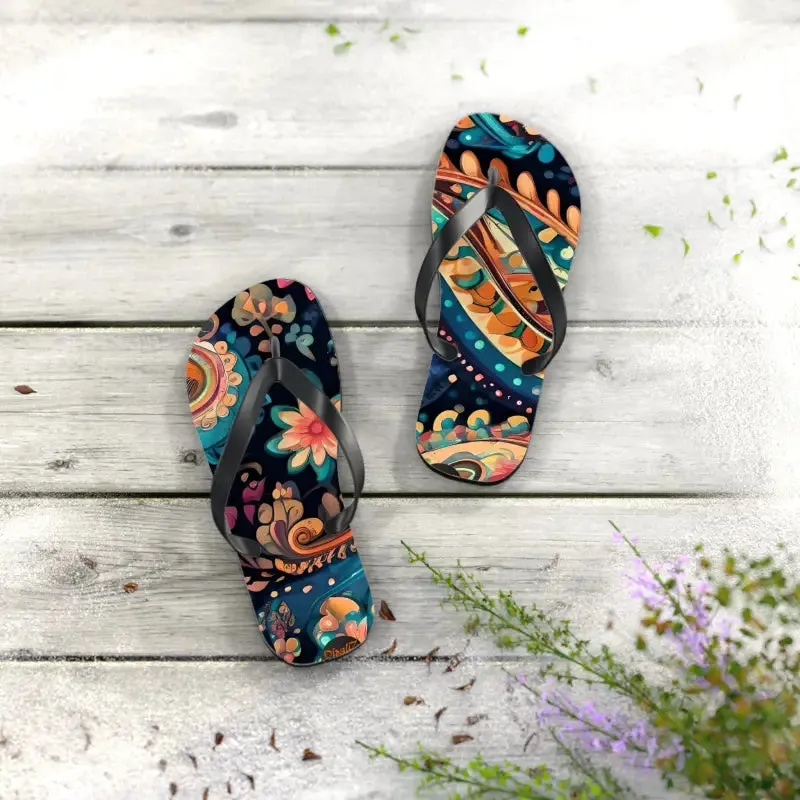 Rock Summer in Pink Paisley Unisex Flip Flops