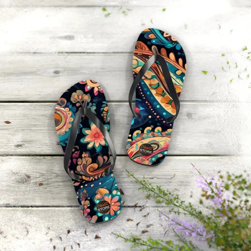 Rock Summer in Pink Paisley Unisex Flip Flops