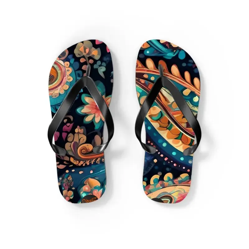 Rock Summer in Pink Paisley Unisex Flip Flops
