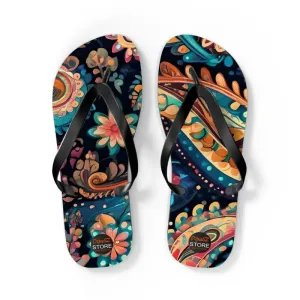 Rock Summer in Pink Paisley Unisex Flip Flops