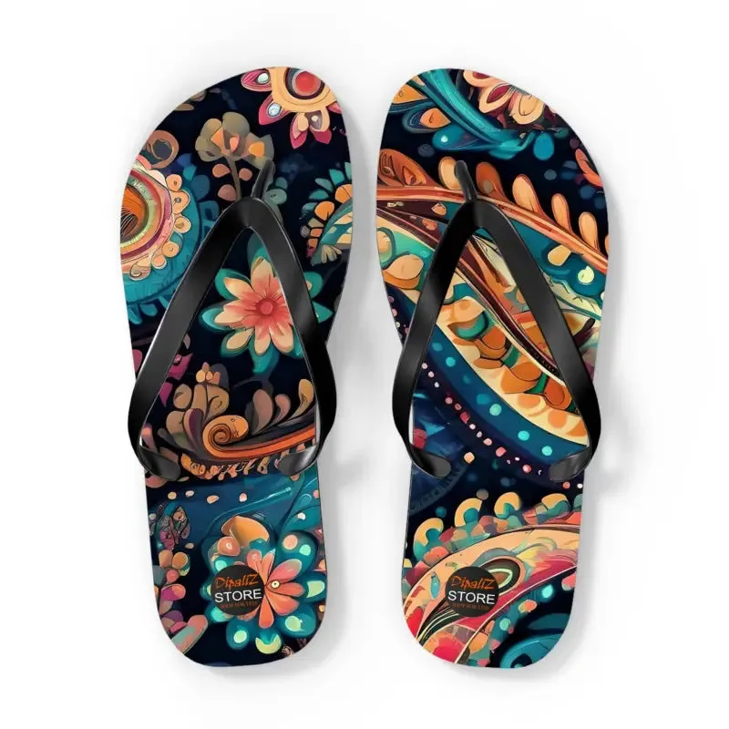 Rock Summer in Pink Paisley Unisex Flip Flops