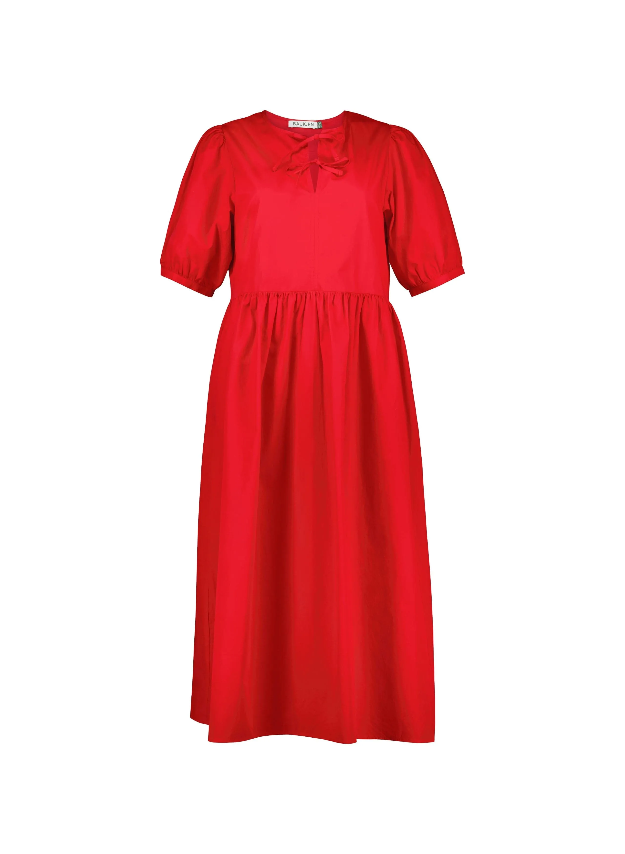 Rose Organic Cotton Tie Midi Dress | Crimson Red