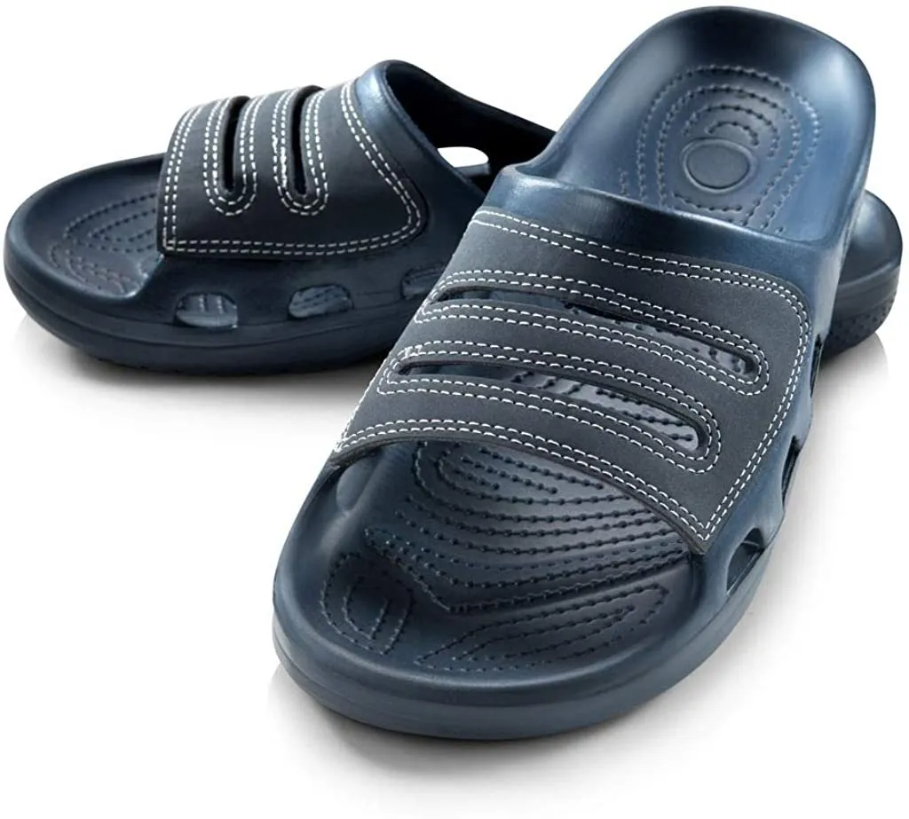Roxoni Slide Sandals for Men | Open Toe Slip-On | Waterproof Rubber for Beach, Pool, Gym, Travel Wear
