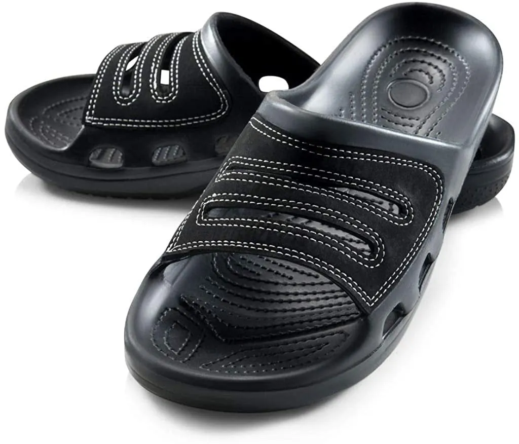 Roxoni Slide Sandals for Men | Open Toe Slip-On | Waterproof Rubber for Beach, Pool, Gym, Travel Wear