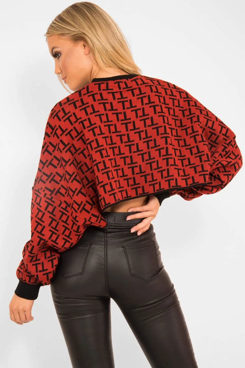 Rust Repeat Print Crop Jumper - Ryhanna