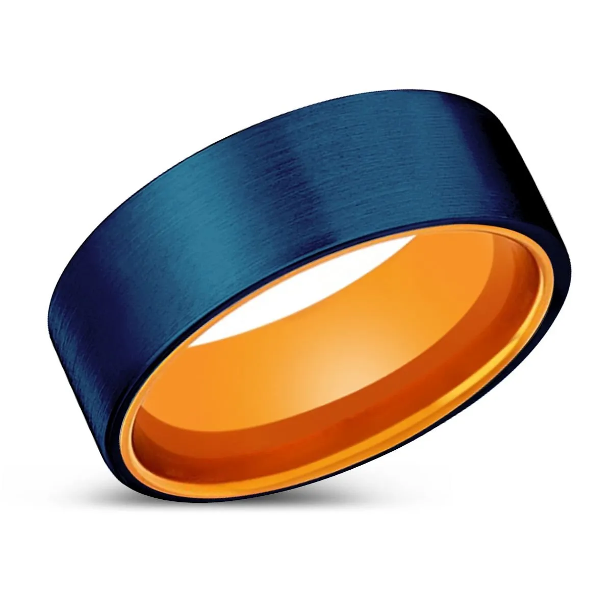 RYSER | Orange Ring, Blue Tungsten Ring, Brushed, Flat