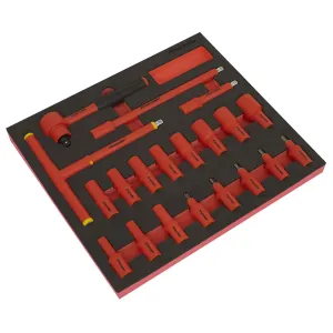 Sealey Premier Insulated Socket Set with Tool Tray 20pc 3/8"Sq Drive 6pt WallDrive® VDE Approved