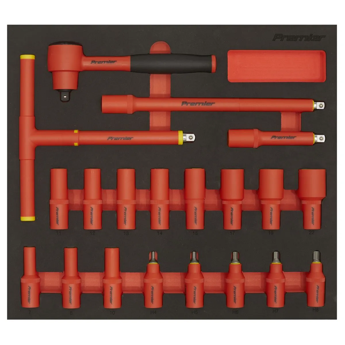 Sealey Premier Insulated Socket Set with Tool Tray 20pc 3/8"Sq Drive 6pt WallDrive® VDE Approved