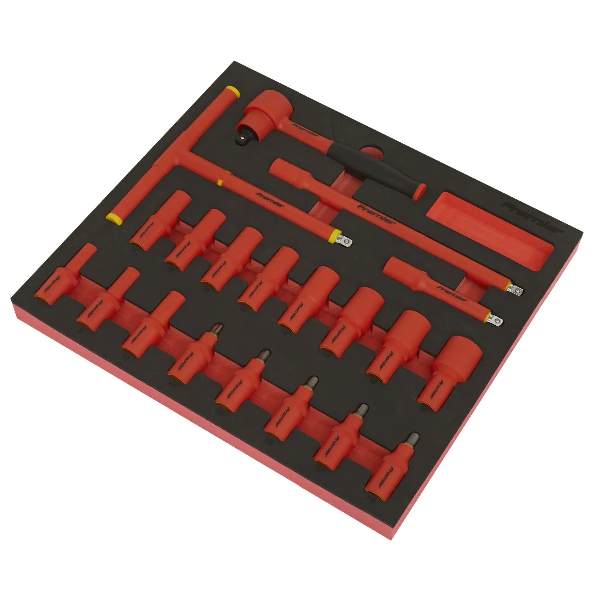 Sealey Premier Insulated Socket Set with Tool Tray 20pc 3/8"Sq Drive 6pt WallDrive® VDE Approved