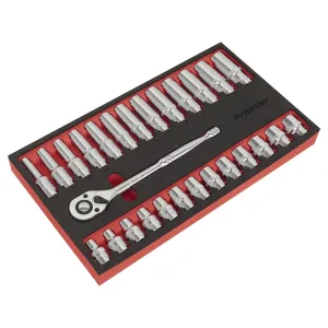 Sealey Premier Ratchet Wrench & Socket Set 27pc 1/2"Sq Drive