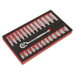 Sealey Premier Ratchet Wrench & Socket Set 27pc 1/4"Sq Drive