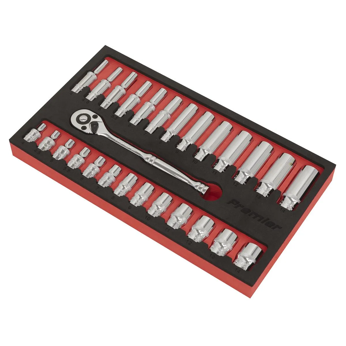 Sealey Premier Ratchet Wrench & Socket Set 27pc 1/4"Sq Drive