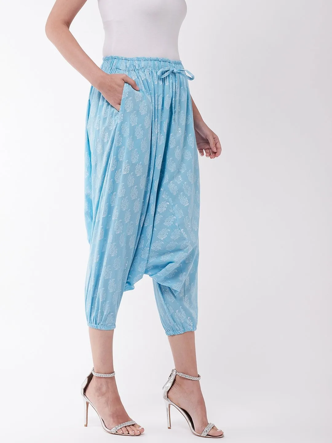 Sky Blue Block Print Harem