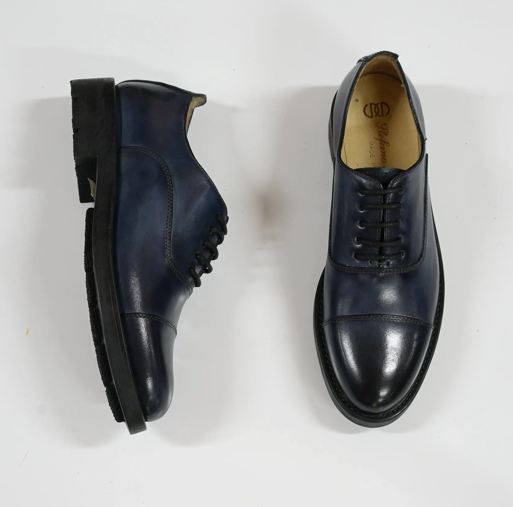 Stefano Stefani Women's Blue Leather Lace Up Shoe 8047  Special $190