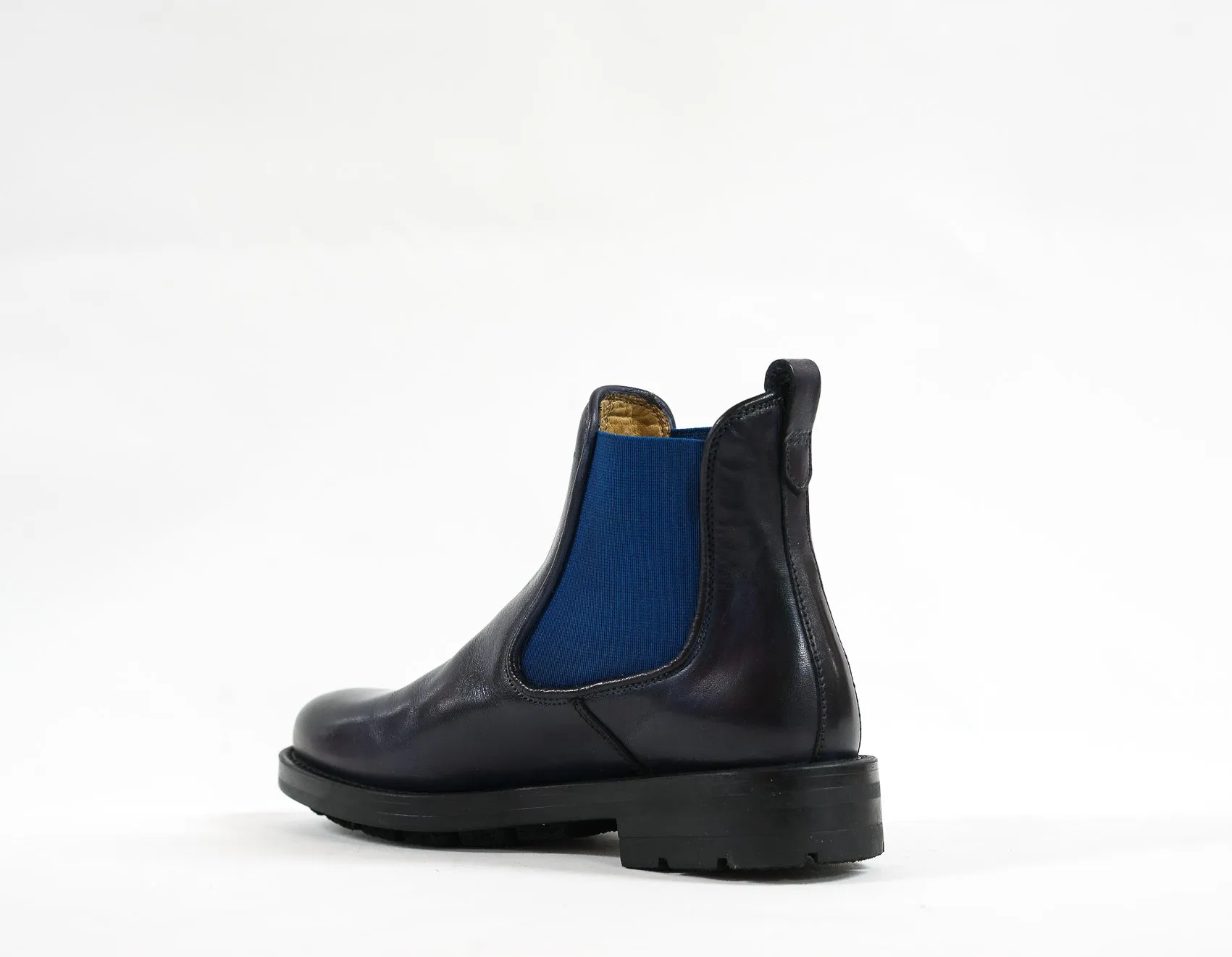 Stefano Stefani Women's Blue Leather Pull On Boot 8045
