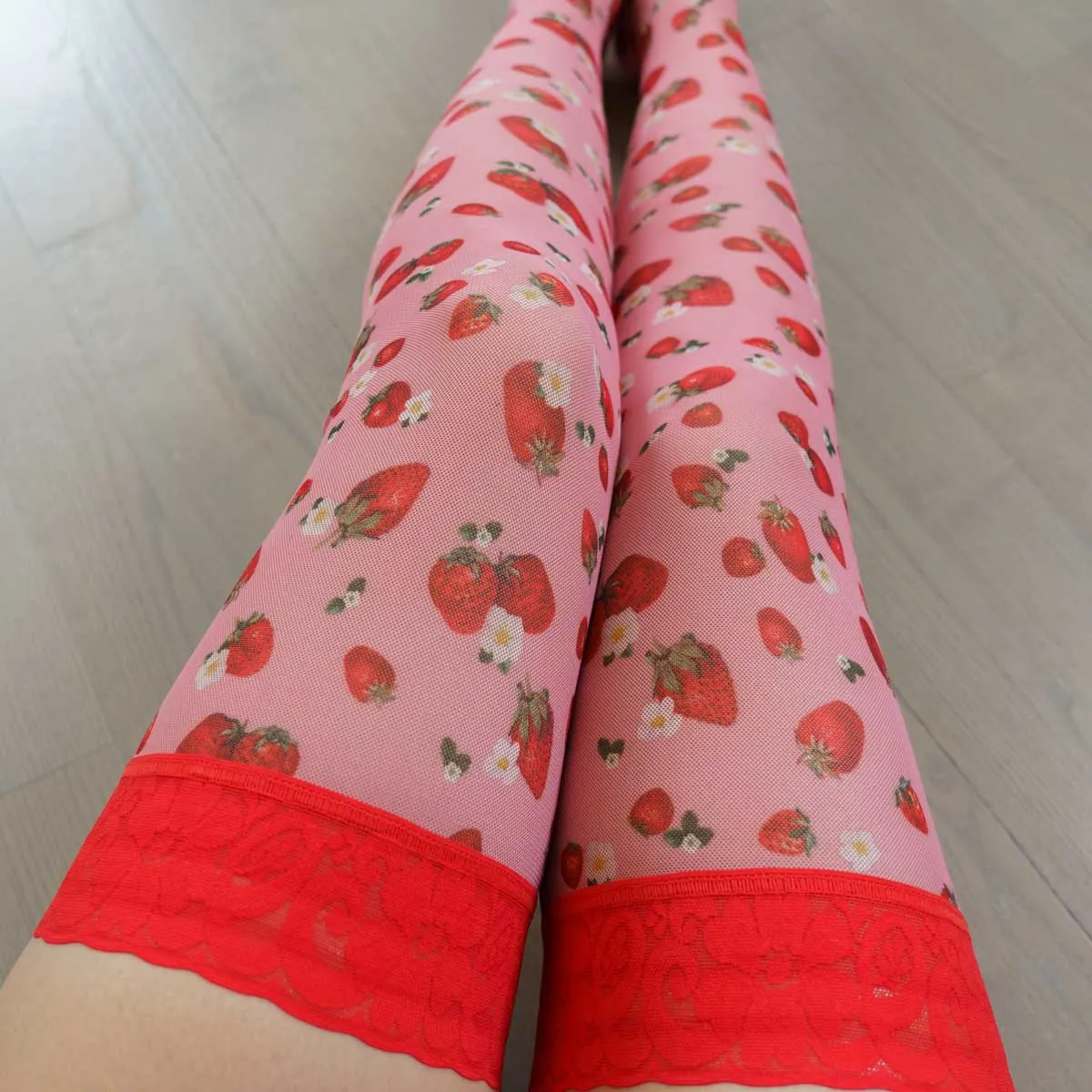 Strawberries and Cream Stay Up Stockings 4X/5X