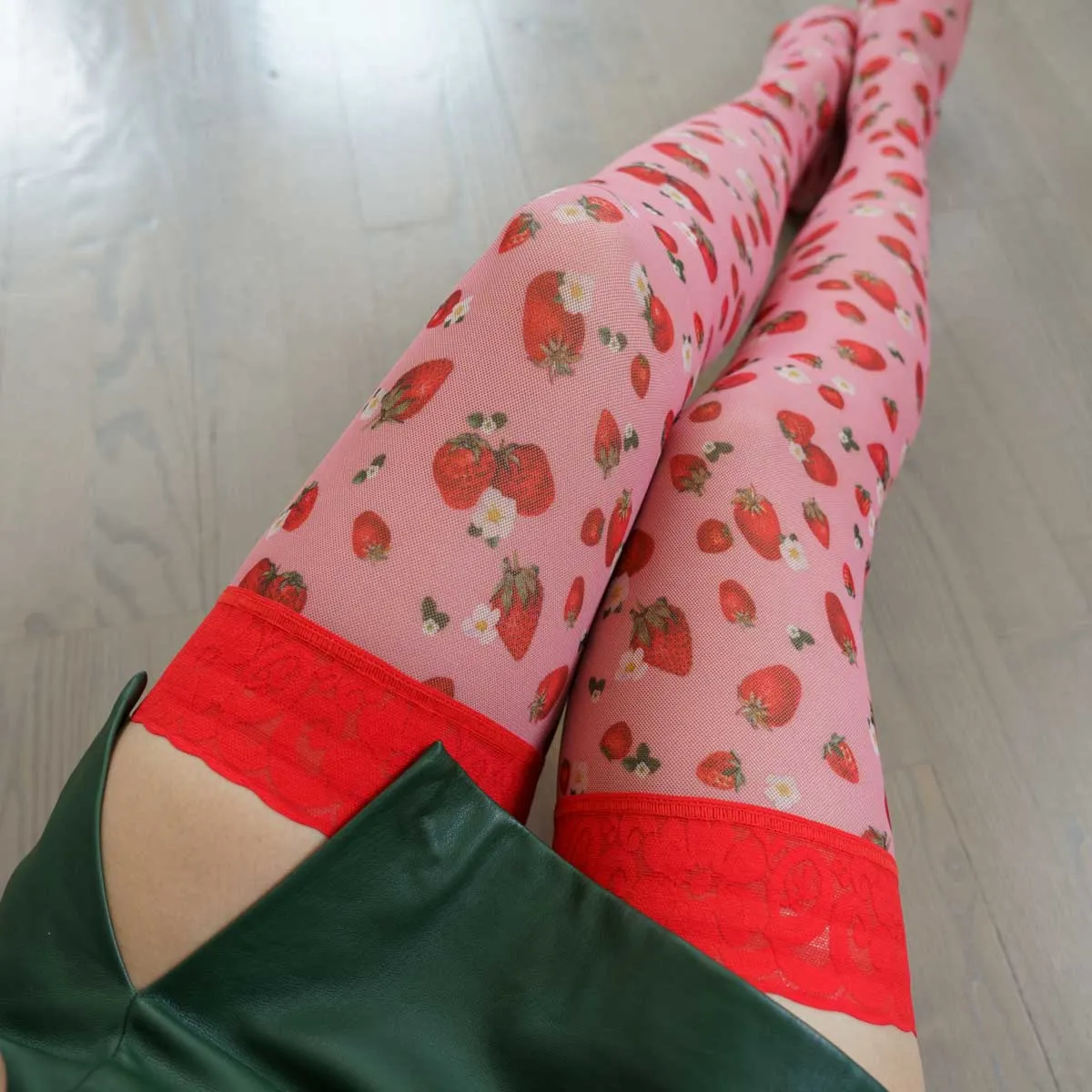 Strawberries and Cream Stay Up Stockings 4X/5X