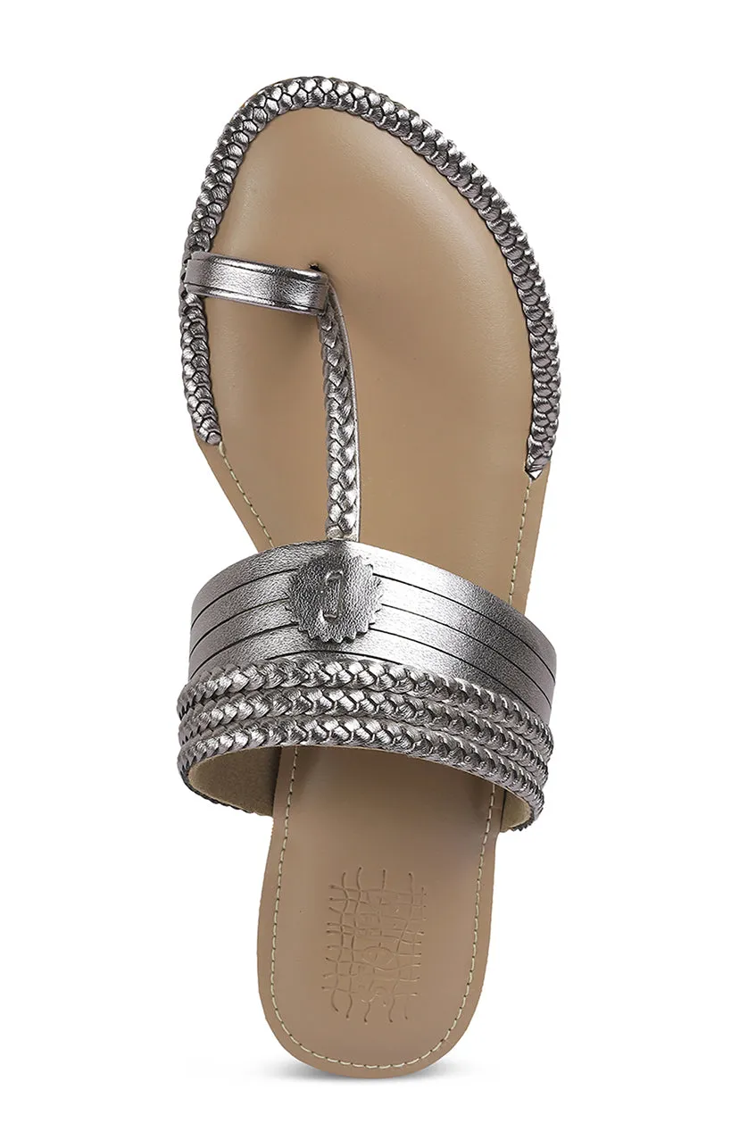 Strip Braid K Flats Pewter