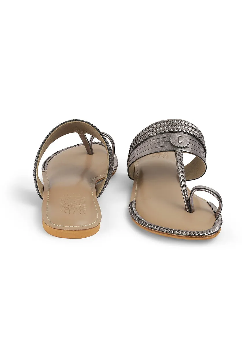 Strip Braid K Flats Pewter
