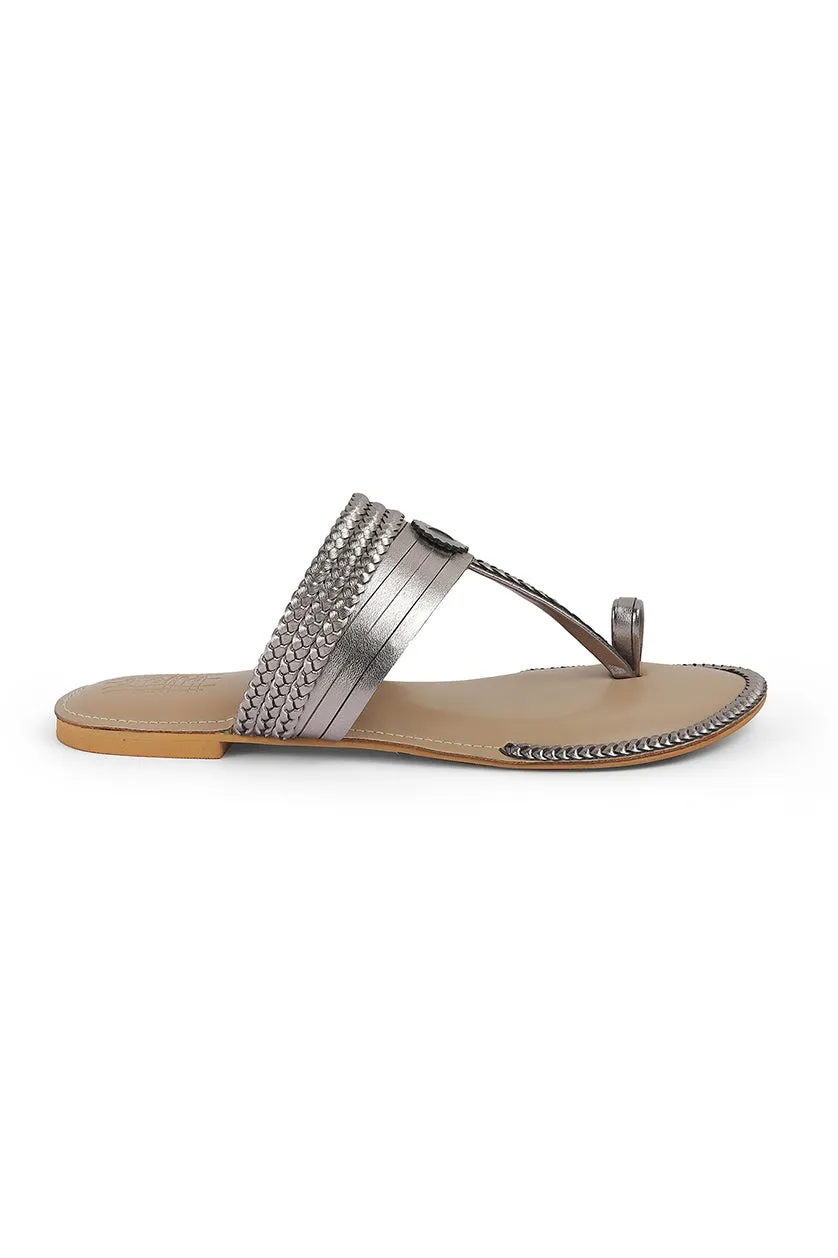 Strip Braid K Flats Pewter