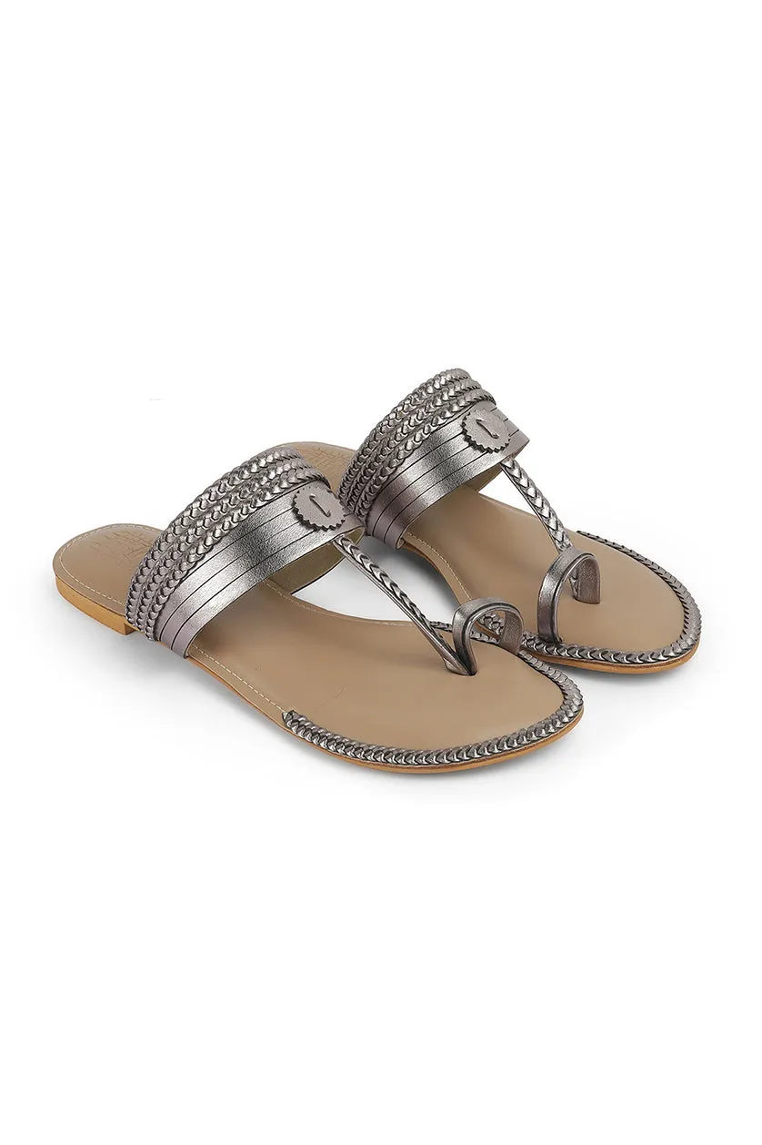 Strip Braid K Flats Pewter