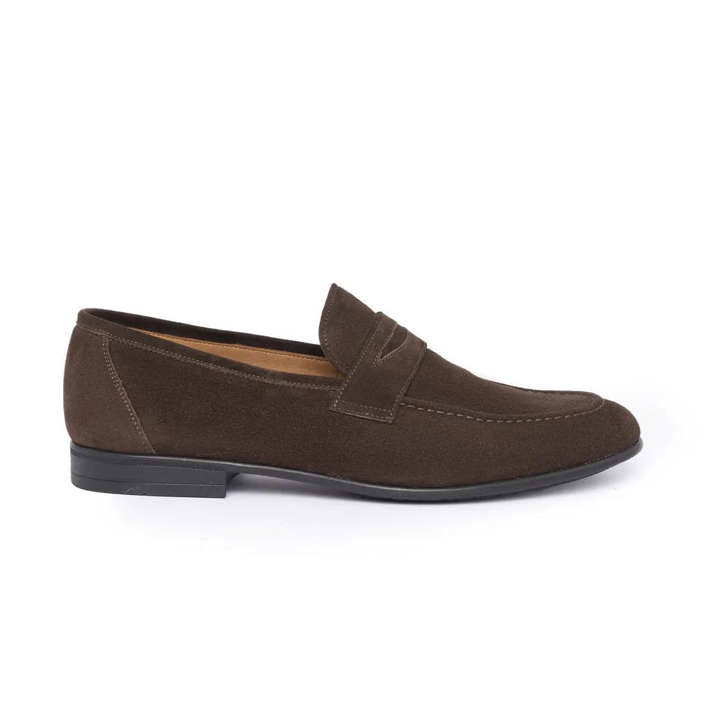 Suede Leather Loafers - Dark Brown