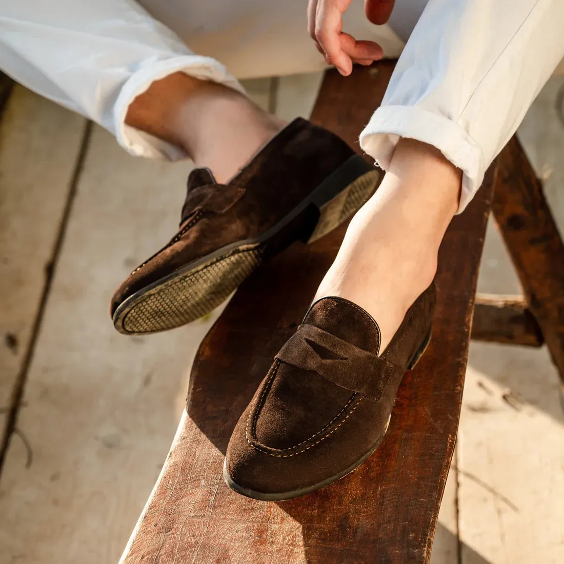 Suede Leather Loafers - Dark Brown