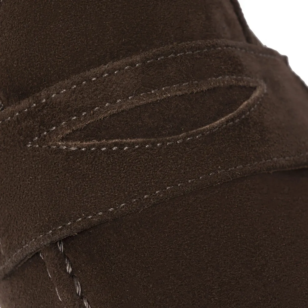 Suede Leather Loafers - Dark Brown