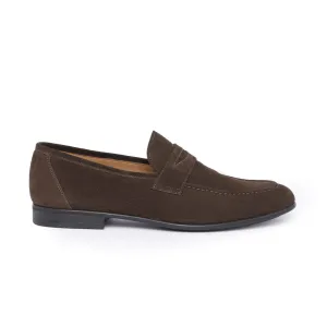 Suede Leather Loafers - Dark Brown