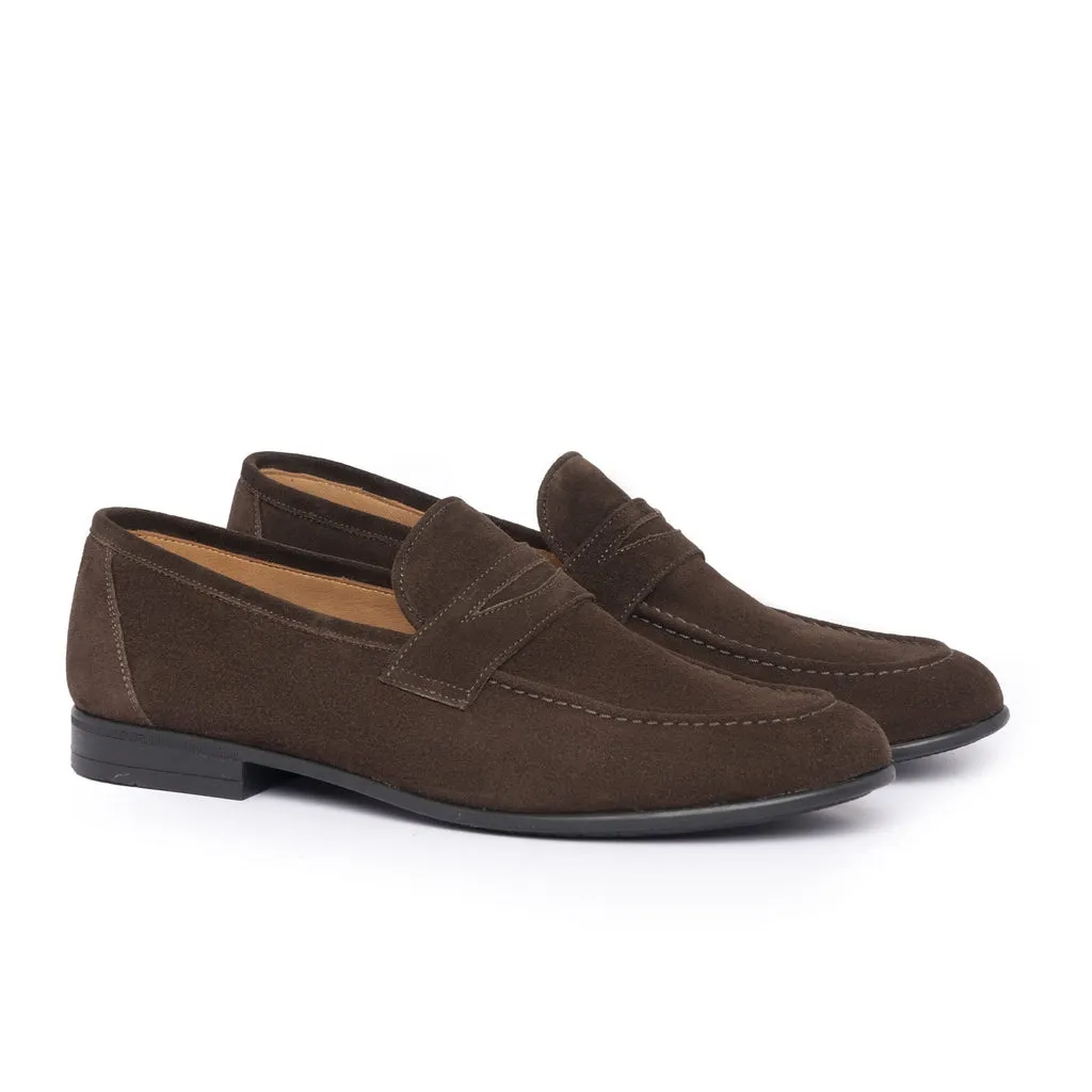 Suede Leather Loafers - Dark Brown