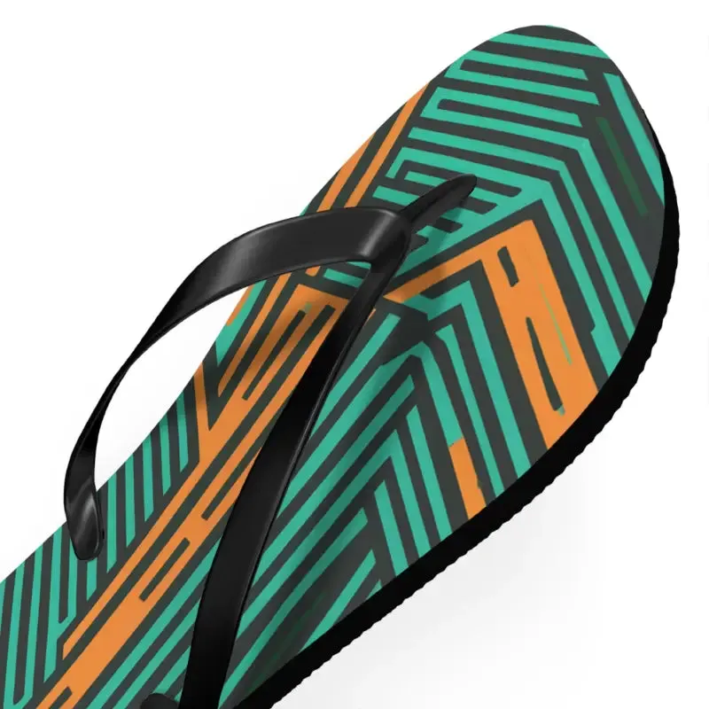 Summer Fun with Green Striped Pattern Flip Flops