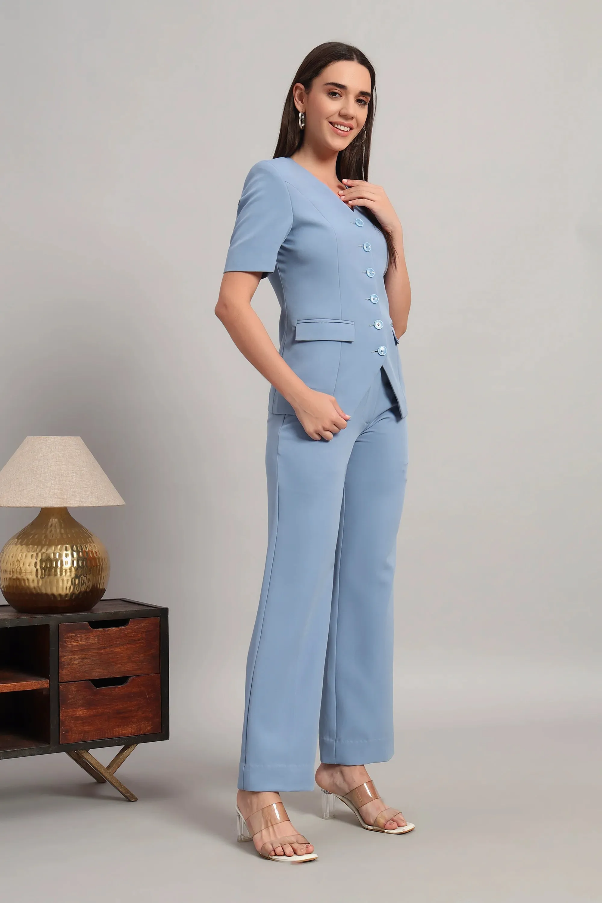 The Breezy Blazer Set, Denim Blue