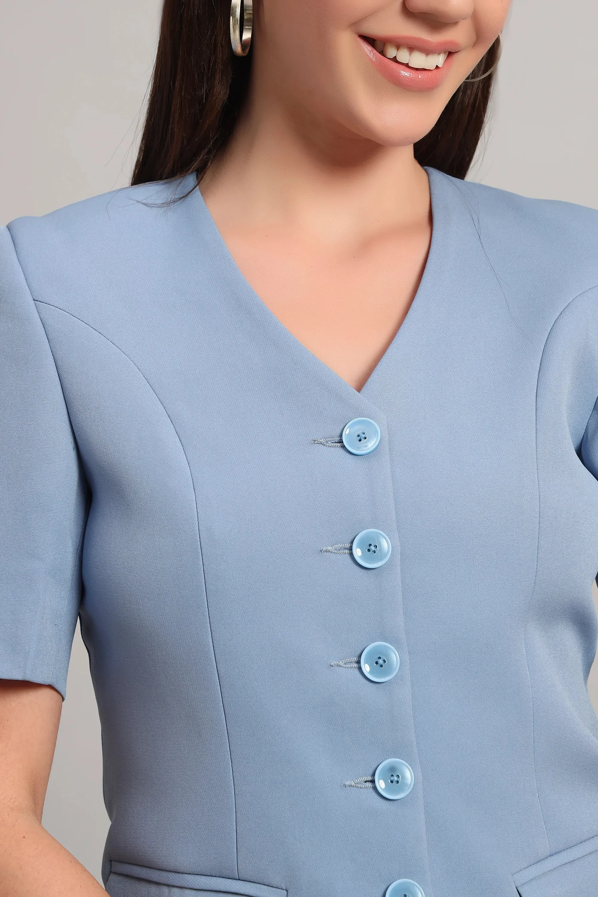 The Breezy Blazer Set, Denim Blue