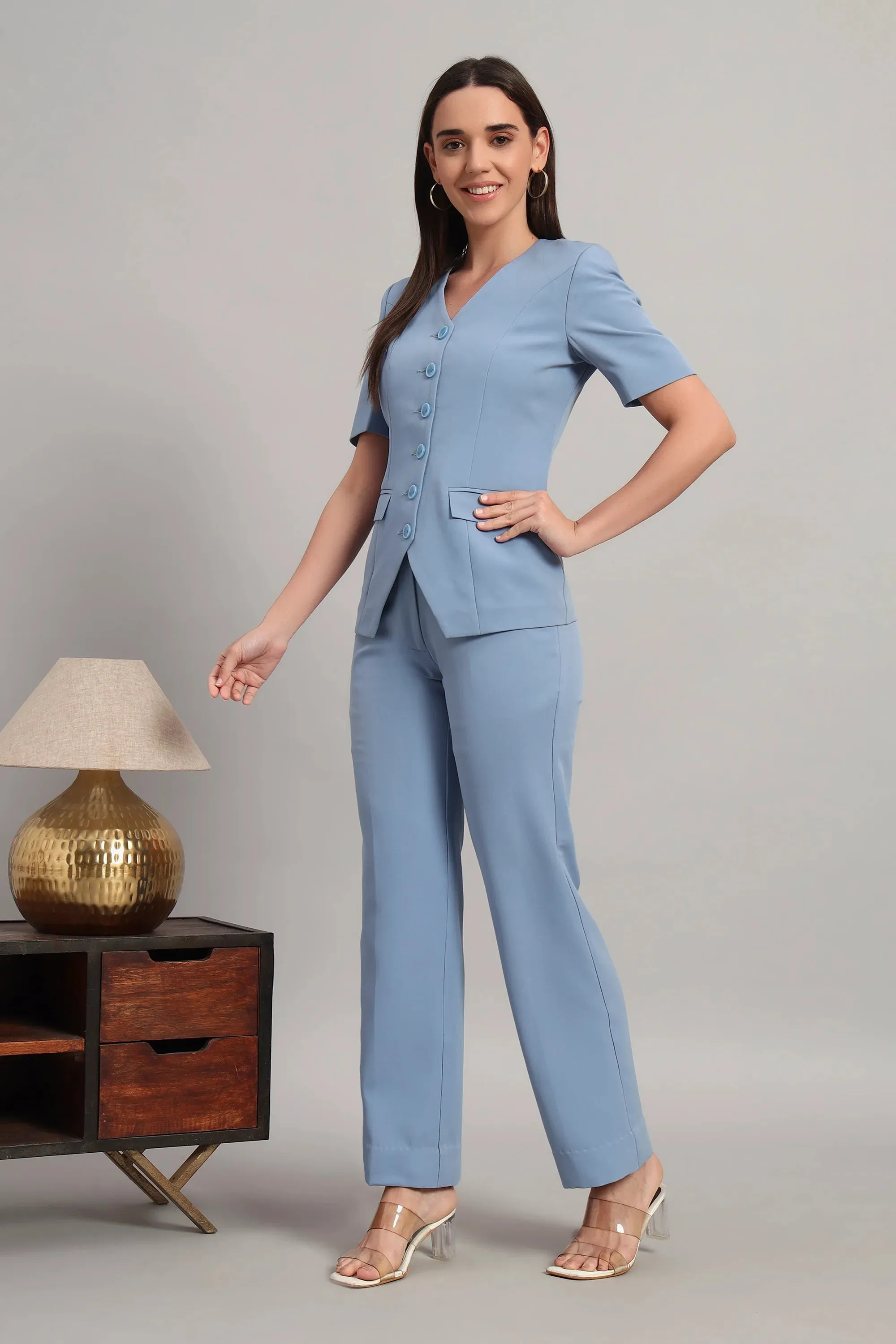 The Breezy Blazer Set, Denim Blue
