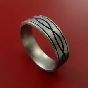 Titanium Ring with Infinity Milled Celtic Design and Cerakote Inlays Custom Made Band
