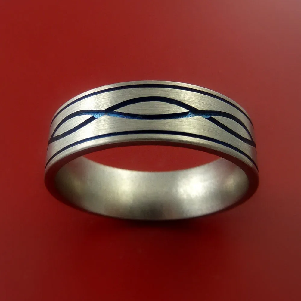 Titanium Ring with Infinity Milled Celtic Design and Cerakote Inlays Custom Made Band
